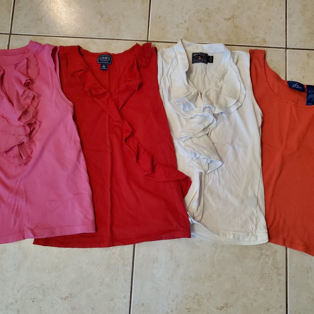 4 PACK! Sleeveless ruffle tops